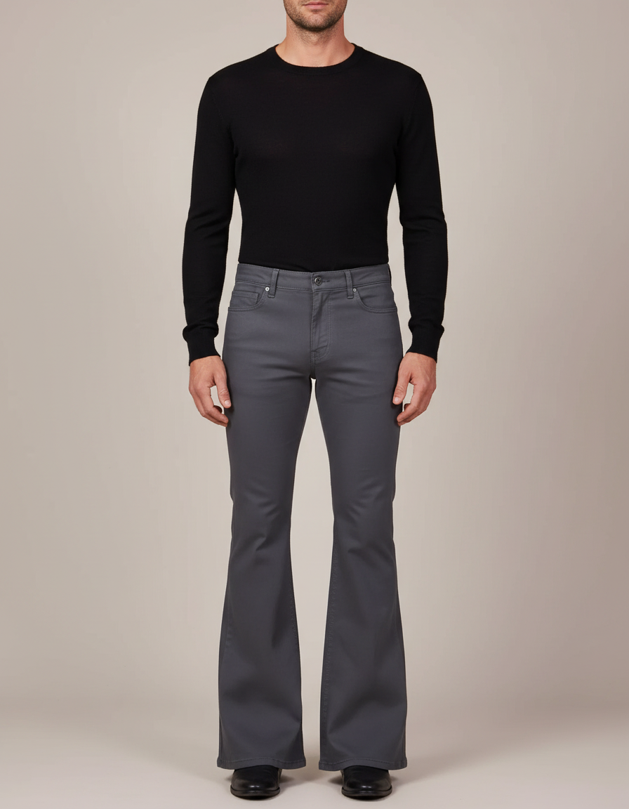 Pantalons Pattes D'éléphant Hommes - Gris Gabardine