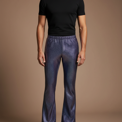 Pantalon Patte D'Éléphant Brillant Disco Élastique Homme - Multicolore Polyester