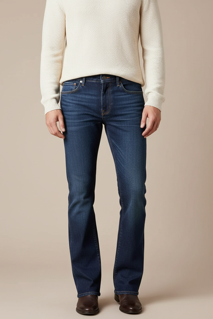 Pantalon Patte D'Éléphant Jean Bleu Coupe Droite Homme