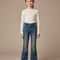 Pantalon Patte D'Éléphant Bleu Jean Évasé Fille Tendance