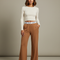 Pantalon Patte D'Éléphant Marron Évasé Confortable Décontracté Femme - Molleton