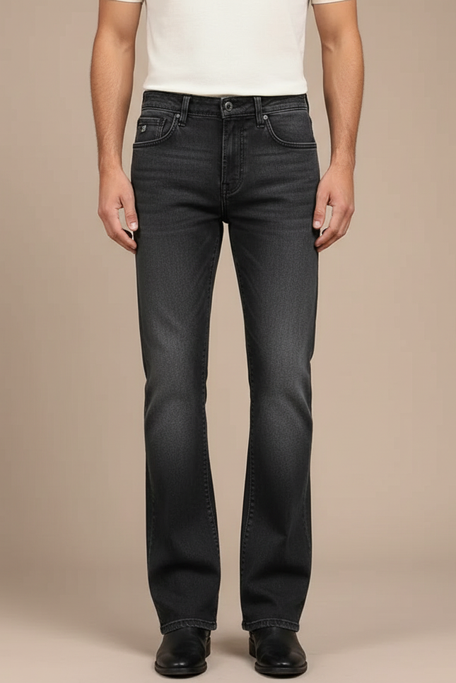 Pantalon Patte D'Éléphant Noir Denim Classique Confortable Homme - Jean