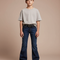 Pantalon Patte D'Éléphant Jean Bleu Coupe Évasée Garçon - Marine