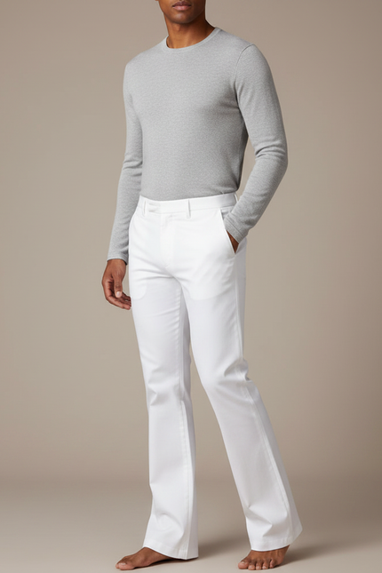 Pantalon Patte D'éléphant Tissu - Blanc Gabardine