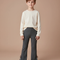 Pantalon Patte D'Éléphant Gris Côtelé Évasé Nœuds Enfant - Maille