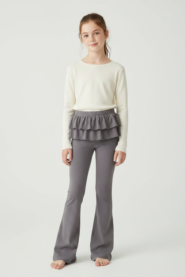 Pantalon Patte D'Éléphant Gris Volants Confortable Enfant - Molleton