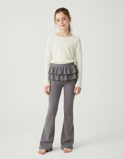 Pantalon Patte D'Éléphant Gris Volants Confortable Enfant - Molleton
