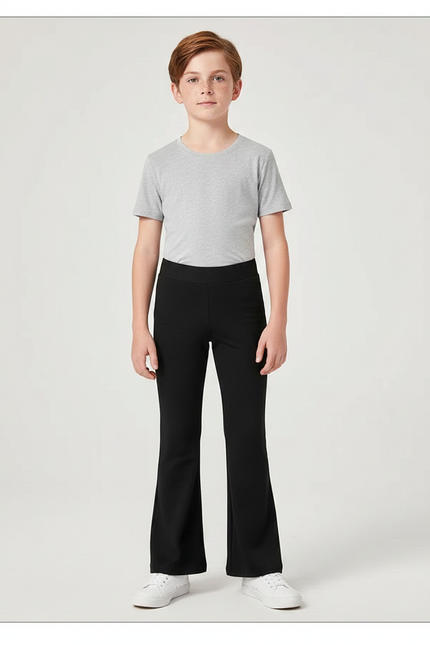 Pantalon Patte D'Éléphant Noir Ajusté Coton Enfant - Polyester