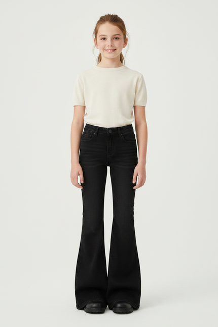Pantalon Patte D'Éléphant Noir Évasé Simple Enfant - Jean