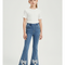 Pantalon Patte D'Éléphant Denim Bleu Nœuds Perles Évasé Fille - Jean