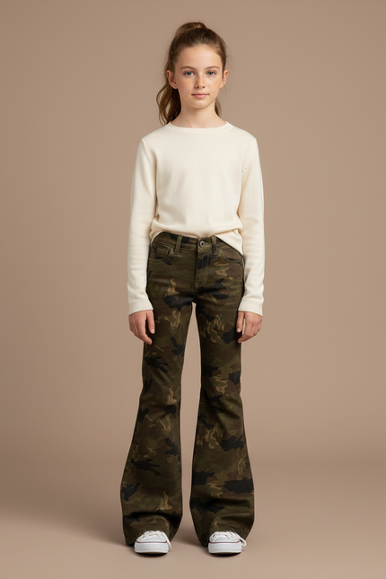 Pantalon Patte D'Éléphant Camouflage Militaire Évasé Enfant - Imprimé Jean