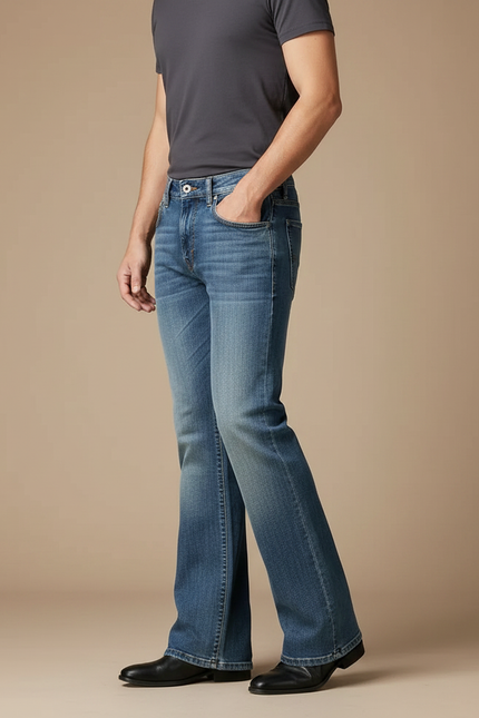 Pantalon Patte D'Éléphant Bleu Jean Confortable Décontracté Homme