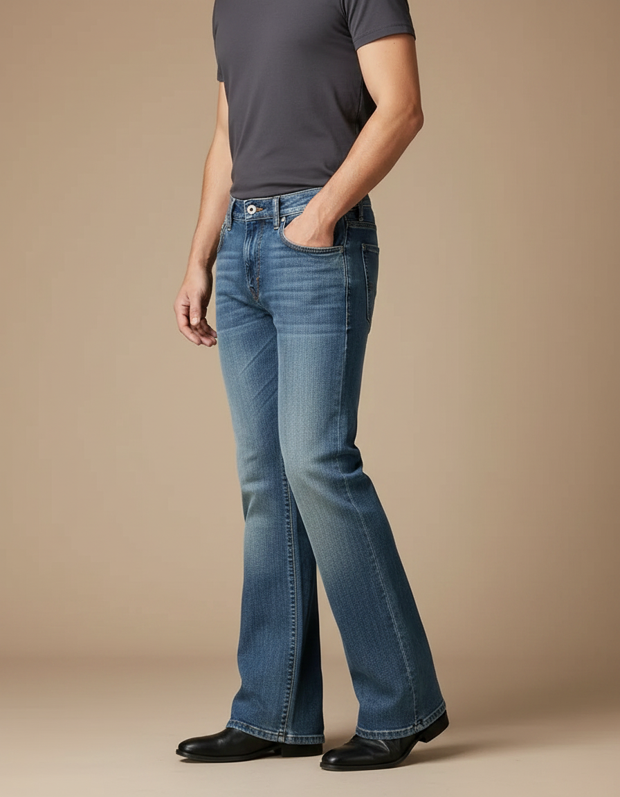 Pantalon Patte D'Éléphant Bleu Jean Confortable Décontracté Homme