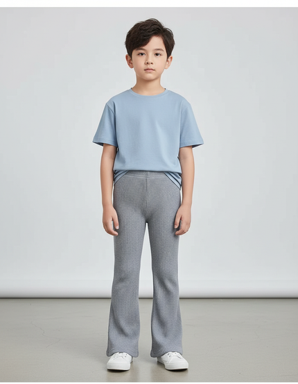 Pantalon Patte D'Éléphant Côtelé Gris Confortable Enfant - Maille