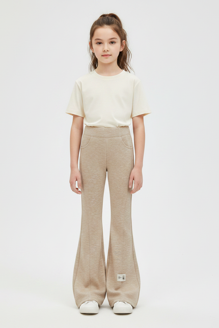 Pantalon Patte D'Éléphant Beige Évasé Confortable Enfant - Molleton