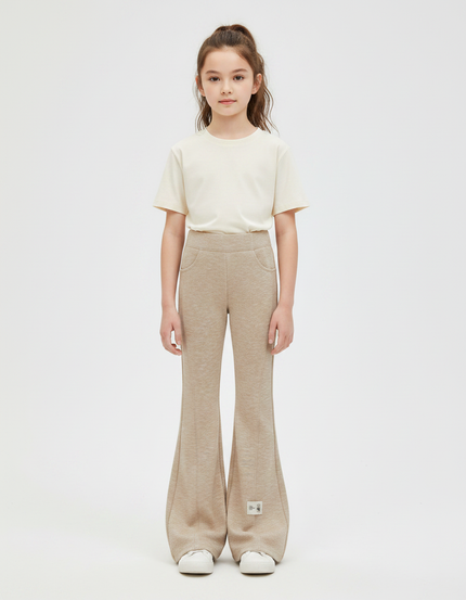 Pantalon Patte D'Éléphant Beige Évasé Confortable Enfant - Molleton