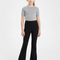 Pantalon Patte D'Éléphant Noir Taille Haute Uni Stretch - Polyester
