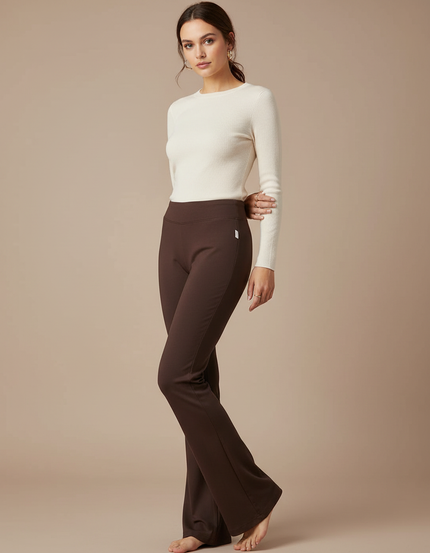 Pantalon Patte D'Éléphant Marron Évasé Confortable Yoga Femme - Maille