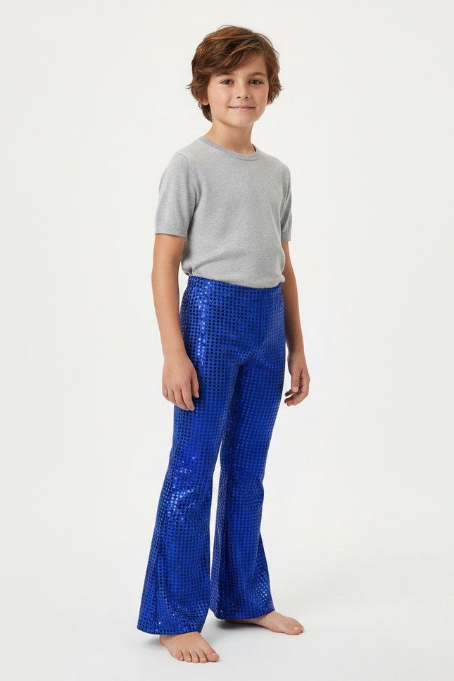 Pantalon Patte D'Éléphant Bleu Pailleté Évasé Enfant - Polyester
