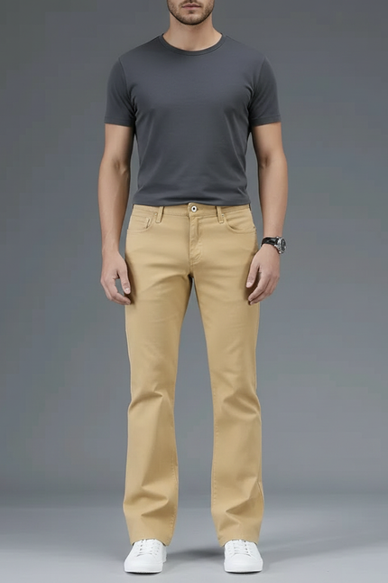 Pantalon Patte D'Éléphant Beige Clair Coupe Bootcut Homme - Gabardine