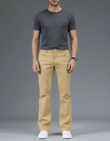 Pantalon Patte D'Éléphant Beige Clair Coupe Bootcut Homme - Gabardine