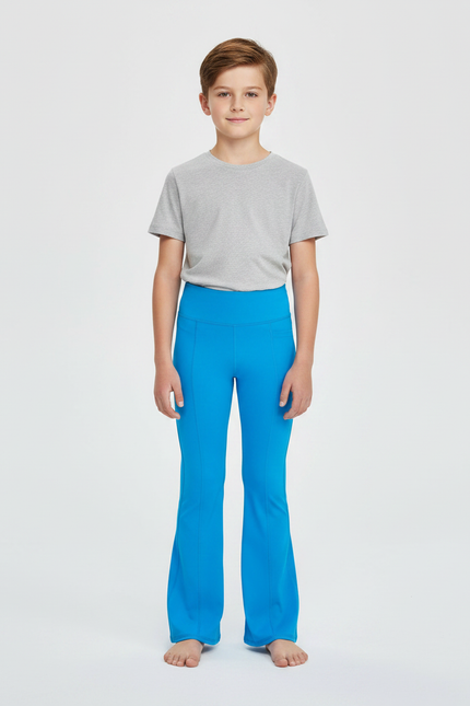 Pantalon Patte D'Éléphant Bleu Vif Enfant Yoga Confortable - Polyester