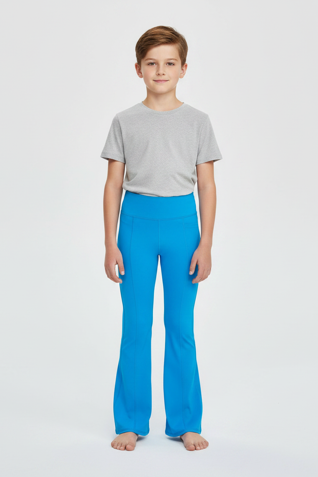 Pantalon Patte D'Éléphant Bleu Vif Enfant Yoga Confortable - Polyester