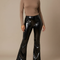 Pantalon Patte D'Éléphant Noir Brillant Vinyle Femme Évasé - Simili cuir