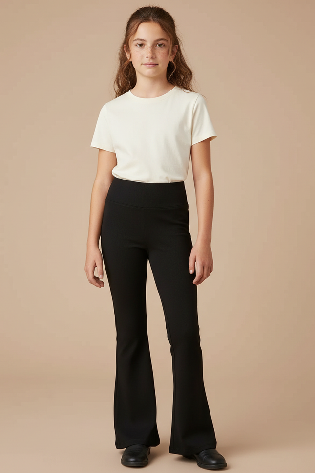 Pantalon Patte D'Éléphant Noir Évasé Fluide Confortable - Maille