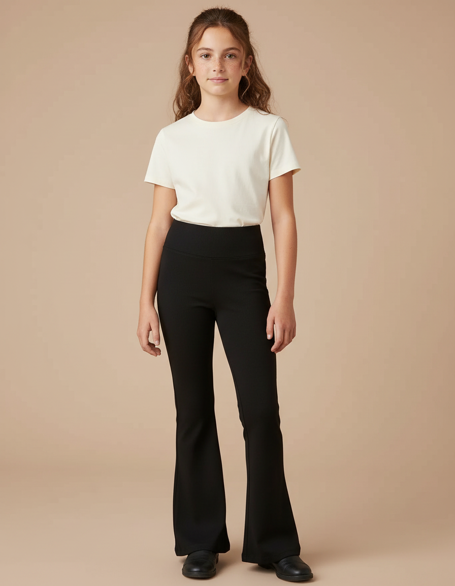Pantalon Patte D'Éléphant Noir Évasé Fluide Confortable - Maille