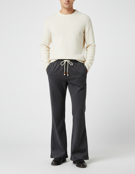 Pantalon Patte D'Éléphant Gris Anthracite Ample Décontracté Homme - Maille