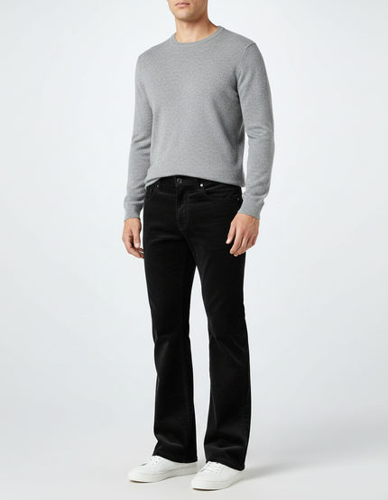 Pantalon Patte D'Éléphant Noir Côtelé Décontracté Homme Évasé - Cordé