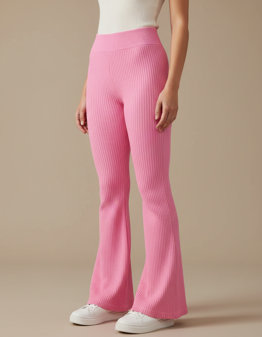 Pantalon Patte D'éléphant Legging - Rose Maille
