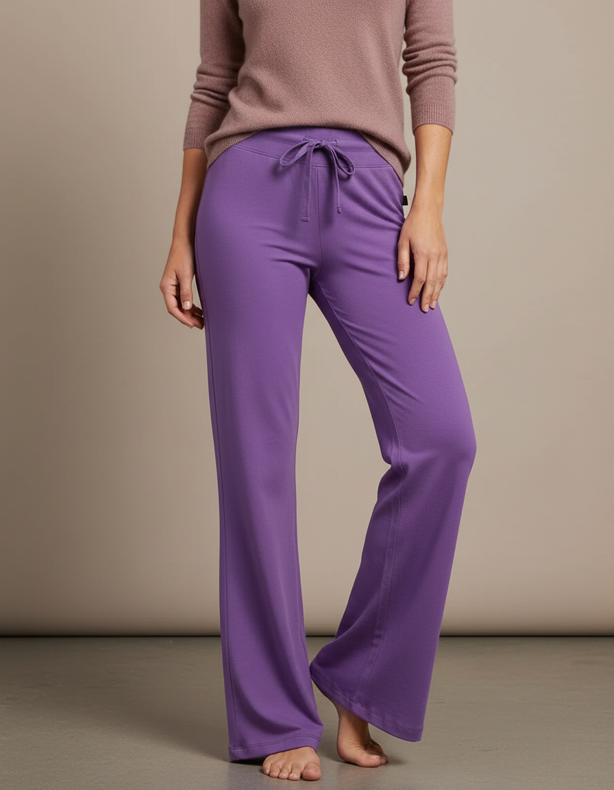 Pantalon Patte D'Éléphant Violet Taille Haute Confortable Fluide - Viscose