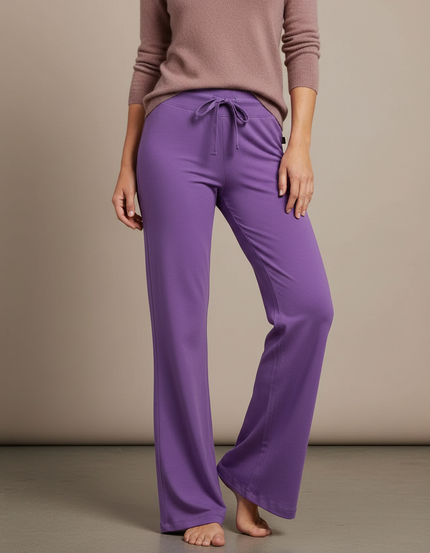 Pantalon Patte D'Éléphant Violet Taille Haute Confortable Fluide - Viscose