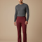Pantalon Patte D'Éléphant Bordeaux Texturé Ajusté Décontracté - Maille