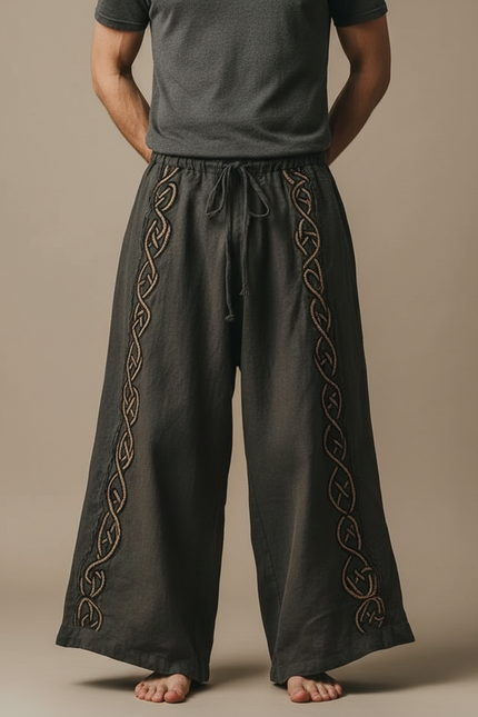 Pantalon Patte D'Éléphant Kaki Lin Ample Celtique Homme