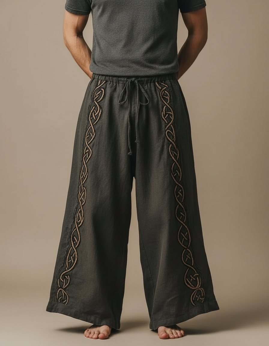 Pantalon Patte D'Éléphant Kaki Lin Ample Celtique Homme