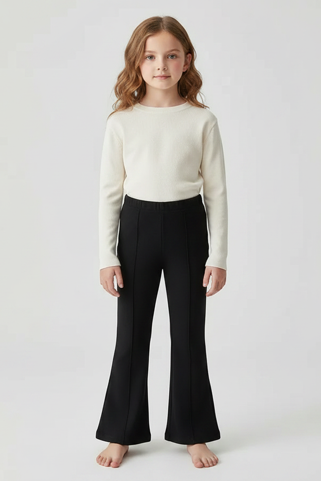 Pantalon Patte D'Éléphant Noir Ajusté Confortable Enfant - Maille