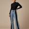 Pantalon Patte D'Éléphant Évasé Bicolore Bandes Latérales Denim - Multicolore Jean
