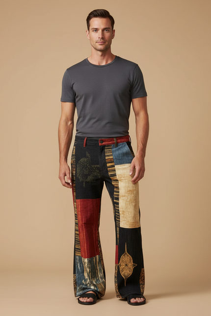 Pantalon Patte D'éléphant Imprimer - Multicolore Jean