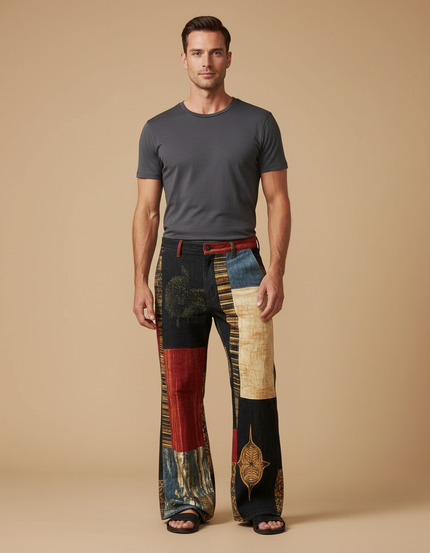 Pantalon Patte D'éléphant Imprimer - Multicolore Jean