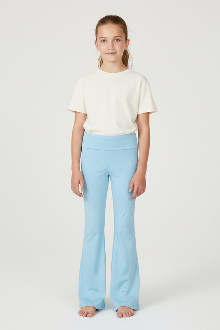 Pantalon Patte D'Éléphant Bleu Clair Élastique Confortable Fille - Polyester