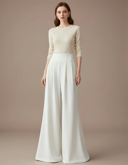 Pantalon Patte D'éléphant Blanc Femme - Polyester