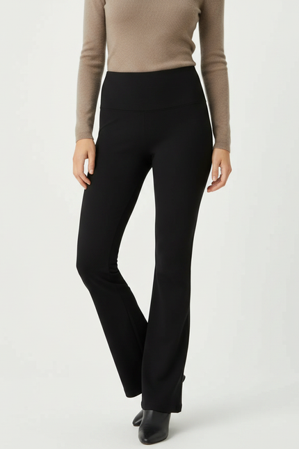 Pantalon Patte D'Éléphant Noir Taille Haute Évasé Élégant Femme - Polyester