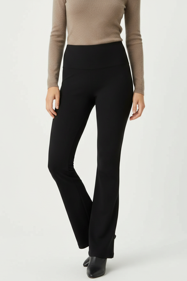 Pantalon Patte D'Éléphant Noir Taille Haute Évasé Élégant Femme - Polyester