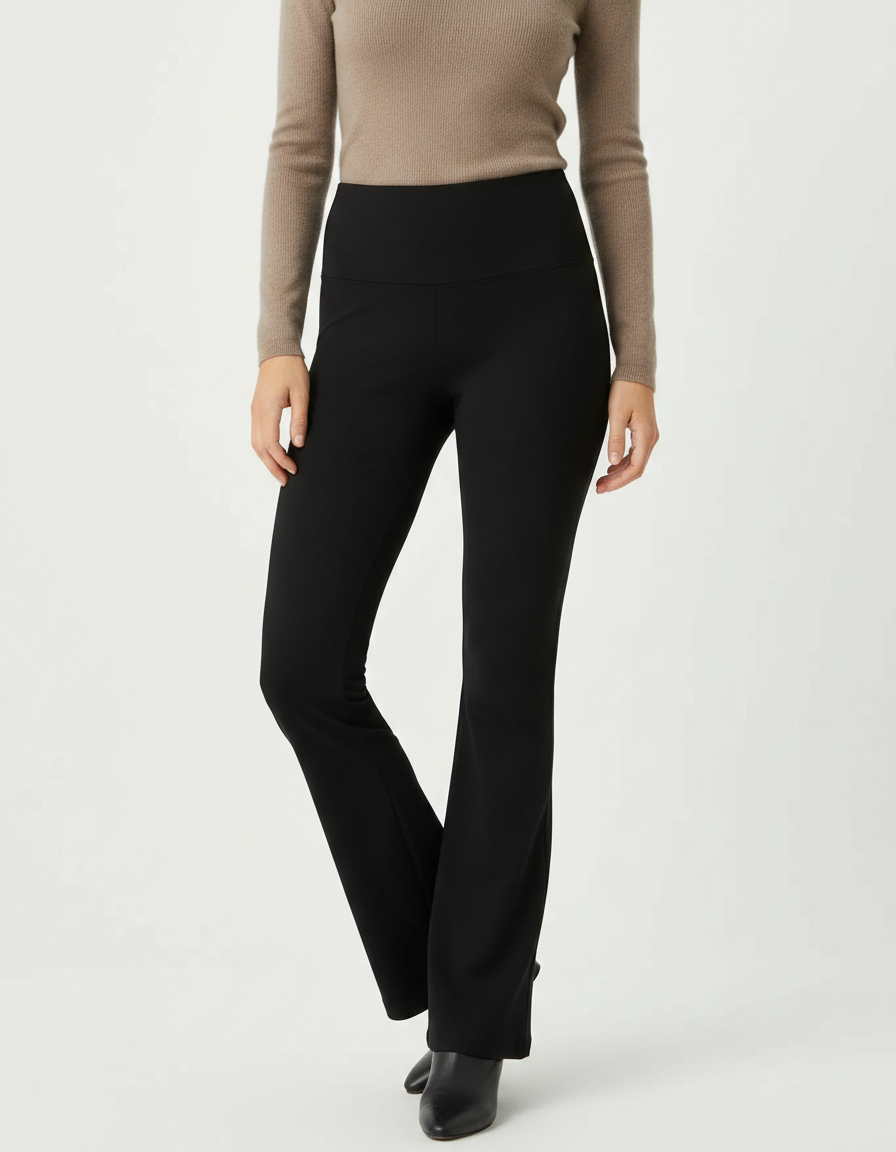 Pantalon Patte D'Éléphant Noir Taille Haute Évasé Élégant Femme - Polyester