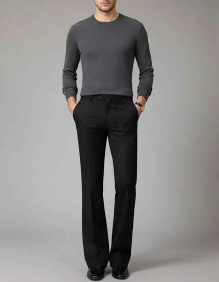 Pantalon Patte D'Éléphant Noir Homme Formel Évasé Élégant - Gabardine
