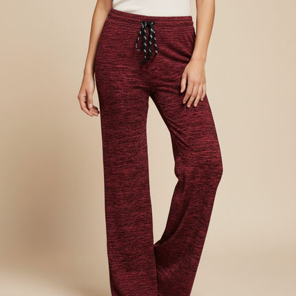 Pantalon Patte D'Éléphant Rouge Chiné Ample Décontracté Cordon - Molleton