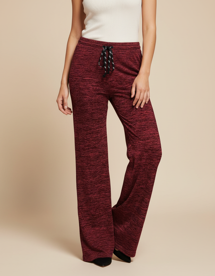 Pantalon Patte D'Éléphant Rouge Chiné Ample Décontracté Cordon - Molleton